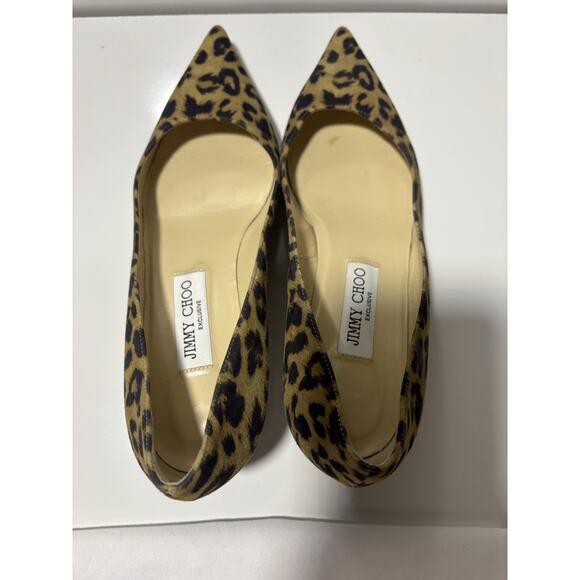 Jimmy Choo Leopard Print Kitten Heel Pumps Shoes Suede Professional Sz 38.5 - Picture 10 of 16